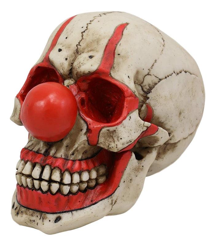 Ebros Gift Creepy IT Jester Clown Harlequin Joker Skull With Red Nose Figurine 5" Tall Ossuary Skulls And Skeletons Collectible Sculpture