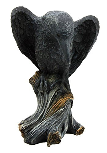 Ebros Gift Dark Death Raven Crow Stalking Prey On Cliff Top Scavenger Bird Figurine 7.25"H
