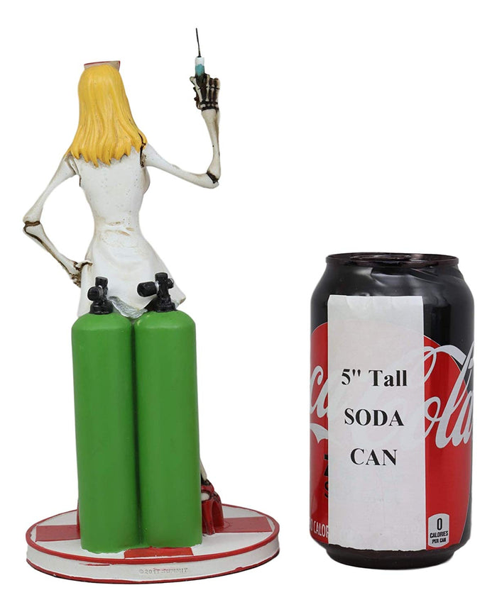 Ebros Gift Day Of The Dead DOD Sexy Adult Vixen Nymph Skeleton Physician Nurse Holding Syringe Statue Sugar Skull Skeletons Figurine 8.5 Tall Macabre Halloween Decor Sculpture