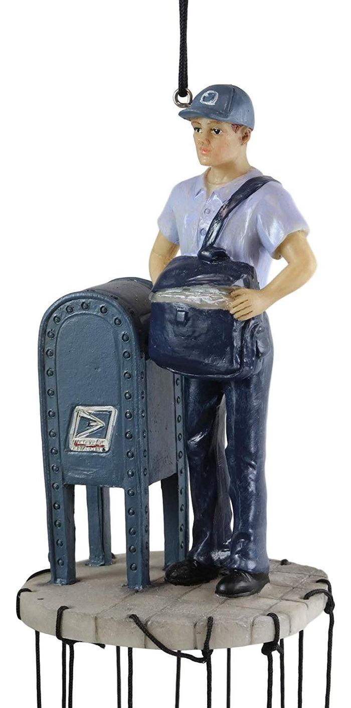 Ebros Gift Decorative United States Postal Mailman Postman Standing By Public Mail Box Resonant Relaxing Wind Chime Patio Garden Home Accent Shipping Delivery Cargo And Mail Letters Post Office