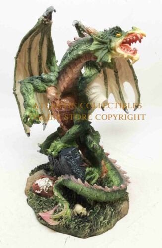 Ebros Gift Dragon Green Attor Dragon Treasure Protector Figurine Statue 8.5" Tall