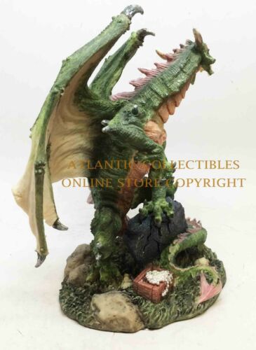 Ebros Gift Dragon Green Attor Dragon Treasure Protector Figurine Statue 8.5" Tall