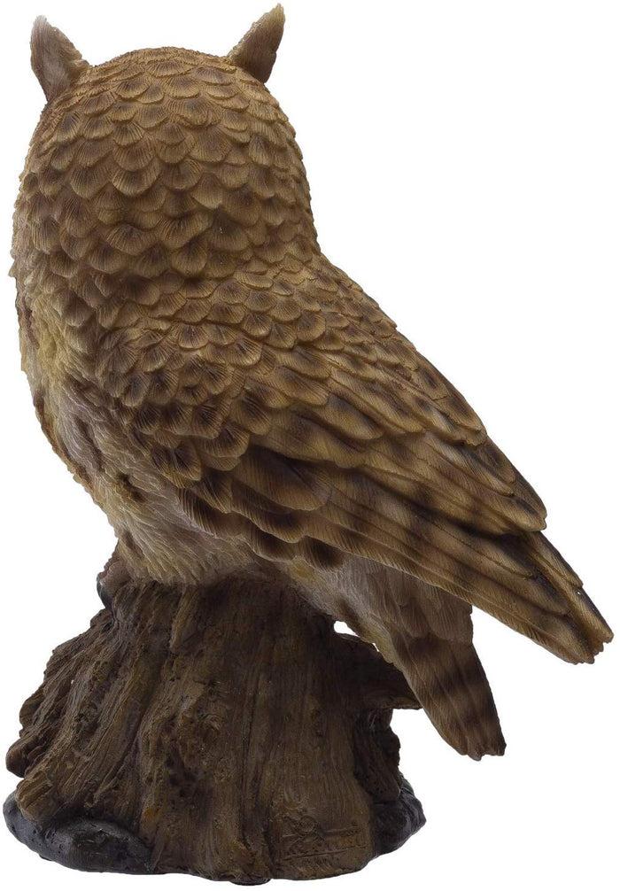 Ebros Gift Eagle Owl Perching On Branch With Singing Bird Sound Figurine 6.5"H