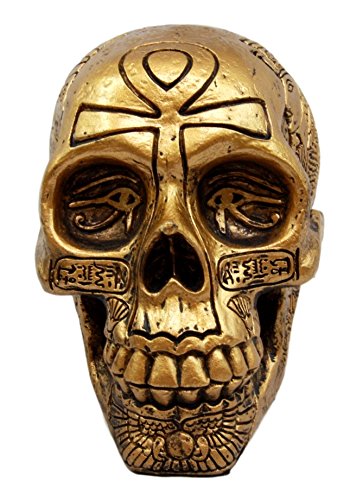Ebros Gift Egyptian Gods And Kings Golden Nefertiti King TUT Ankh Skull Figurine 6.25" L