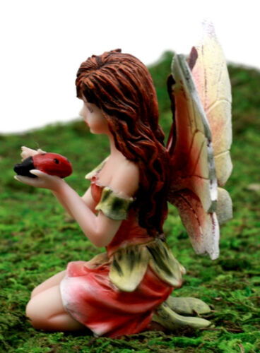 Ebros Gift Enchanted Fairy Garden Kneeling Fairy Holding Ladybug Figurine 3.25" H Miniature Do It Yourself Ideas For Your Home Enchanted Fairy Garden