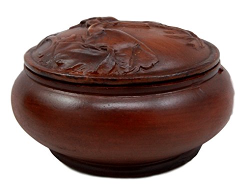 Ebros Gift Faux Wood Resin Safari Elephant With Calf Rounded Jewelry Trinket Decorative Box Figurine 4" D As Safari Elephants Decor Accessory Storage Sculptural Wildlife Art