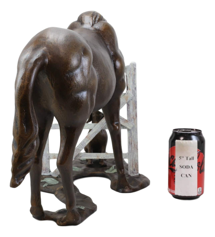 Ebros Gift Fine Aluminum Metal Large Countryside BFF Buddies Horse And Dog By Barn Fence Garden Statue 25.75" Long Friendship Stallion Horses Dogs Animal Farm Western Rustic Country Decor Sculpture