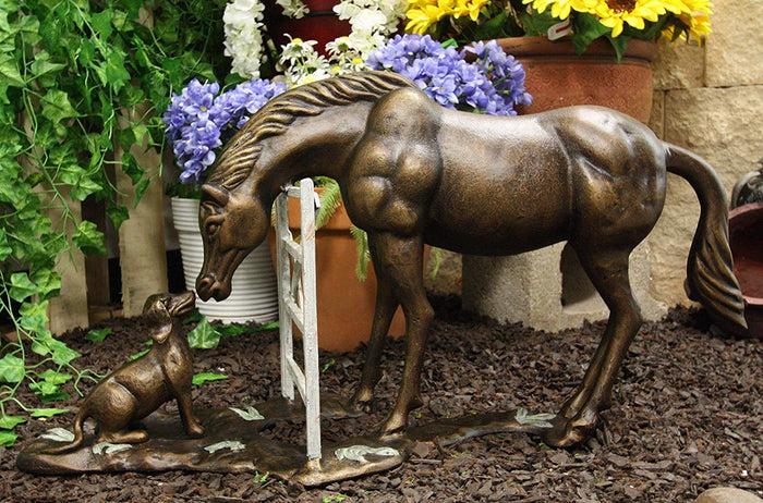 Ebros Gift Fine Aluminum Metal Large Countryside BFF Buddies Horse and Dog by Barn Fence Garden Statue 25.75" Long Friendship Stallion Horses Dogs Animal Farm Western Rustic Country Decor Sculpture Ebros Gift Fine Aluminum Metal Large Countryside BFF Buddies Horse and Dog by Barn Fence Garden Statue 25.75" Long Friendship Stallion Horses Dogs Animal Farm Western Rustic Country Decor Sculpture