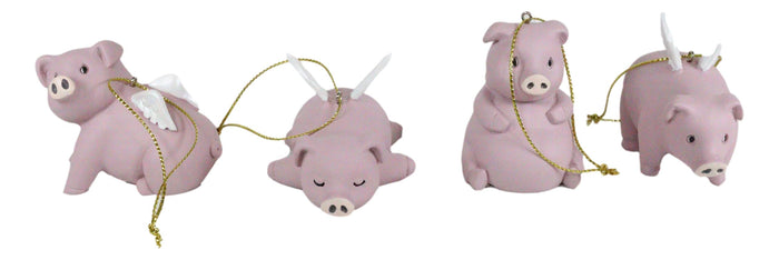 Ebros Gift Flying Pigs Pablo Set Of 4 Hanging Ornaments Decorations Value Bundle