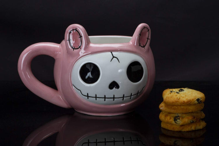 Ebros Gift Furrybones Coffee Mug Beverage Cups 14 Fl Oz Mugs (Pink Bun Bun)