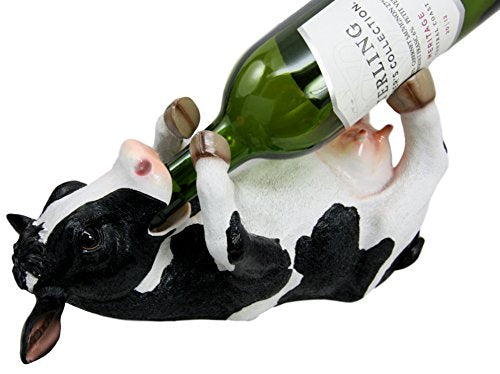 Ebros Gift Grassland Cattle Bovine Cow Wine Bottle Holder Caddy Figurine