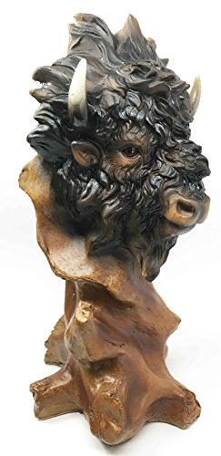 Ebros Gift Grassland Herd Grand American Bison Buffalo Bust Statue In Faux Wood Resin Finish Figurine Home Decor Sculpture As Cultural Heritage Indigenous Indian Themed Accent