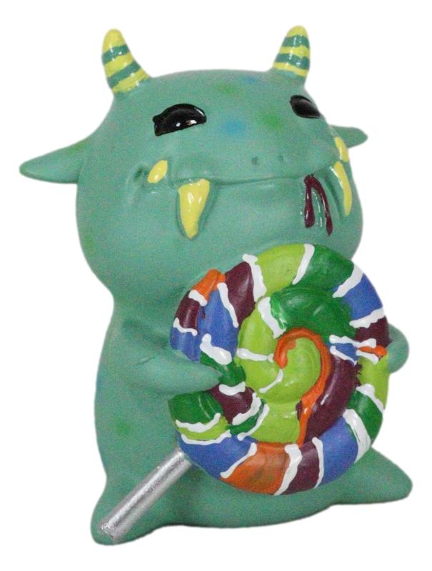 Ebros Gift Green Mogu Monster With Lollipop Sweet Tooth Hypnotic Alien Figurine
