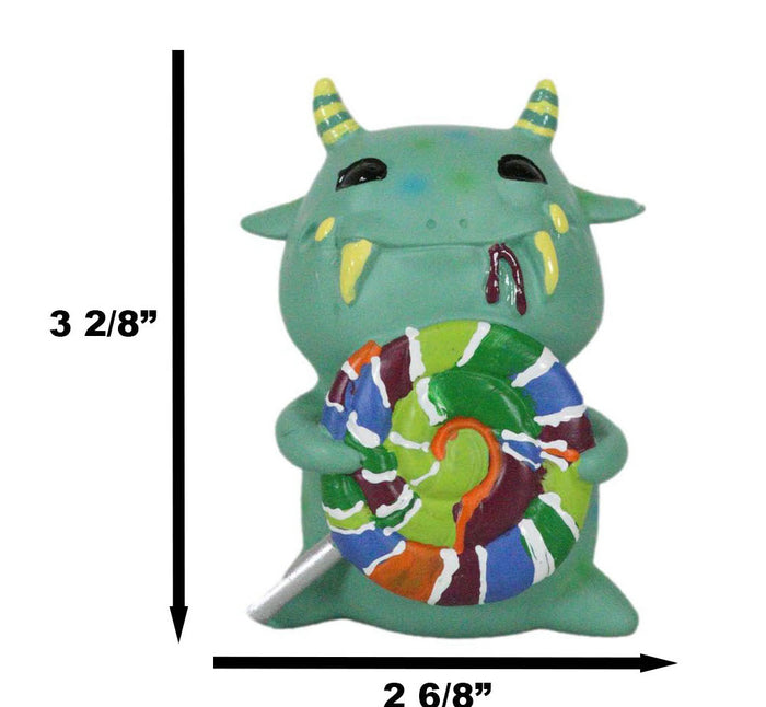 Ebros Gift Green Mogu Monster With Lollipop Sweet Tooth Hypnotic Alien Figurine