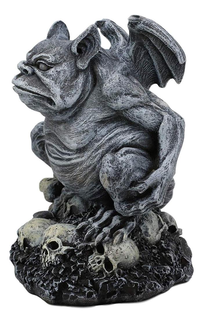 Ebros Gift Grotesque Winged Toad Troll Gargoyle Standing On A Bed Of Skulls Statue 6.25" High Dark Fantasy Ossuary Macabre Graveyard Halloween Gargoyles Collectible Figurine Accent