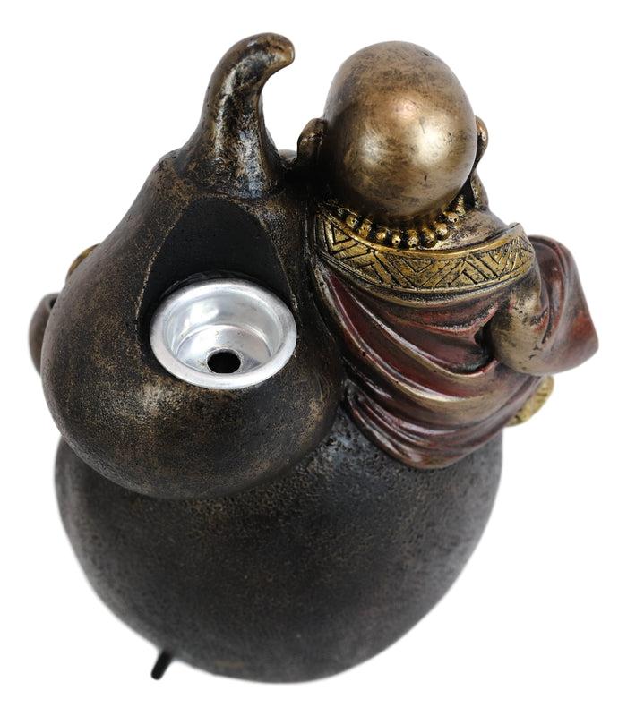 Ebros Gift Happy Fortune Buddha Backflow LED Incense Burner 6.75"H