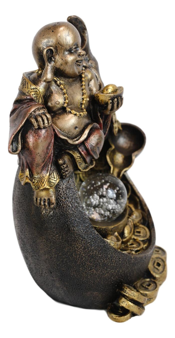 Ebros Gift Happy Fortune Buddha Backflow LED Incense Burner 6.75"H