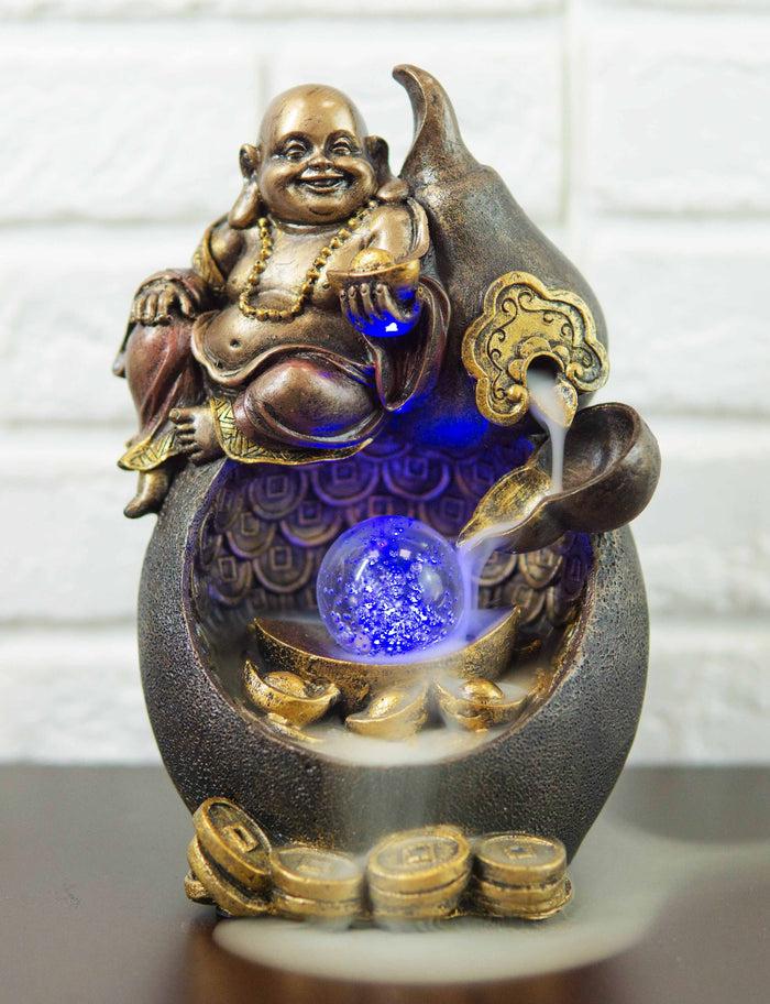 Ebros Gift Happy Fortune Buddha Backflow LED Incense Burner 6.75"H Ebros Gift Happy Fortune Buddha Backflow LED Incense Burner 6.75"H