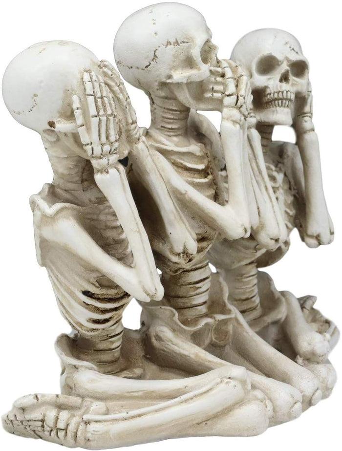 Ebros Gift Hear See Speak No Evil Skeleton Resin Figurine