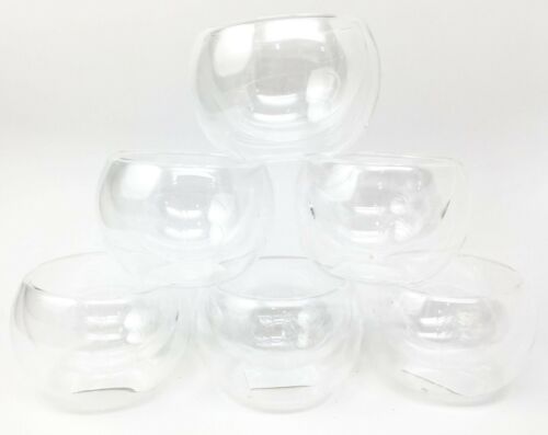 Ebros Gift Heat Thermal Resistant Double Wall Insulated Glass Sake Or Tea Cup Set Of 6 Cups Glasses Drinks Kitchen Decor (Small 2.5"Diameter 2oz)