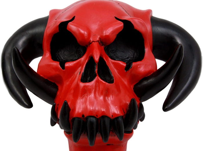 Ebros Gift Horned Demon Hell Skull Figurine 7.5"L Hellboy Skeleton Inferno Sculpture