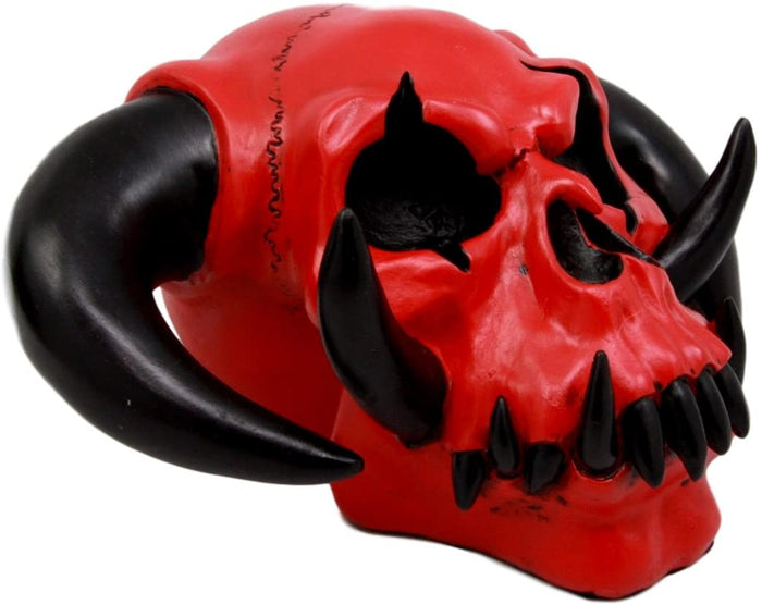 Ebros Gift Horned Demon Hell Skull Figurine 7.5"L Hellboy Skeleton Inferno Sculpture