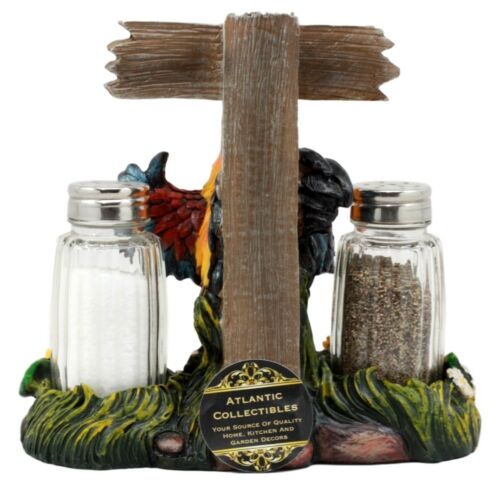Ebros Gift Hot & Spicy Chicks Sign Rooster Glass Salt Pepper Shakers Holder