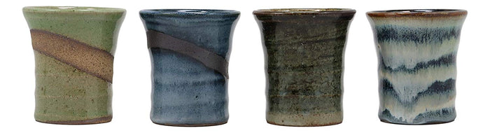 Ebros Gift Japanese Colorful Abstract Art Natural Glazed Porcelain 5oz Drink Coffee Tea Cup Set Of 4 Made In Japan Artistic Pottery Decor Of Asian Fusion Decorative Earthenware Drinking Cups