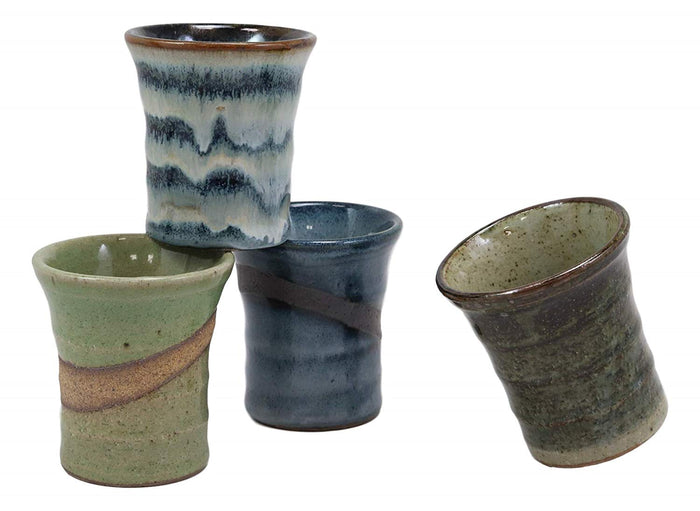 Ebros Gift Japanese Colorful Abstract Art Natural Glazed Porcelain 5oz Drink Coffee Tea Cup Set Of 4 Made In Japan Artistic Pottery Decor Of Asian Fusion Decorative Earthenware Drinking Cups