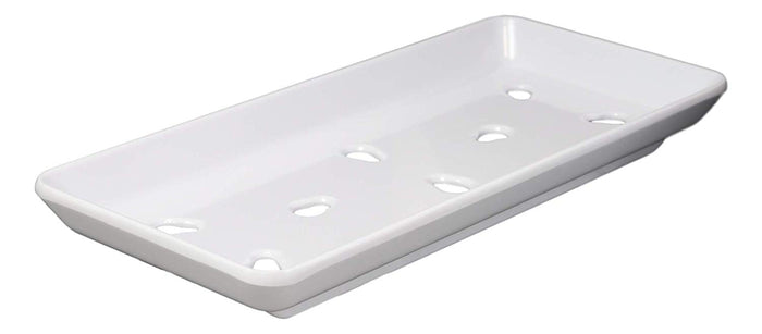 Ebros Gift Japanese Raw Food Preparation And Storage White Neta Zara Melamine Sushi Sashimi Chef Serving Plate With Drip Holes For Sushi Case 8.25"L X 3.75"W Restaurant Supply (Pack Of 2)