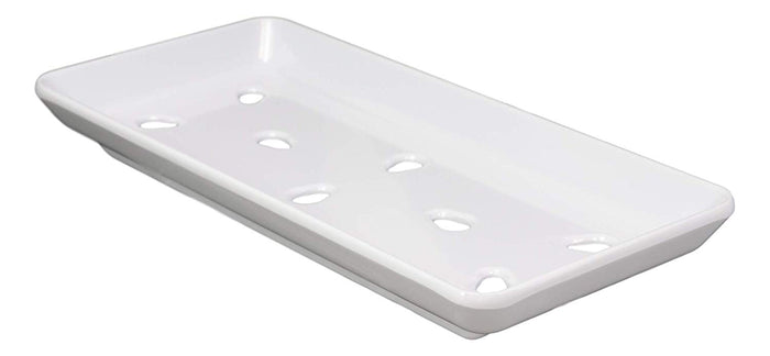 Ebros Gift Japanese Raw Food Preparation And Storage White Neta Zara Melamine Sushi Sashimi Chef Serving Plate With Drip Holes For Sushi Case 8.25"L X 3.75"W Restaurant Supply (Pack Of 2)