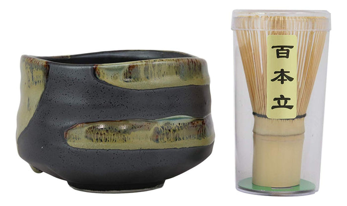Ebros Gift Japanese Traditional Tea Ceremony Matcha Green Bowl Whisk & Scoop Set