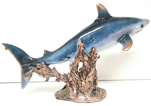 Ebros Gift Large 17"L Ocean Marine Beach Coastal Predator Great White Shark Statue Deep Blue Sea Figurine Home Decor