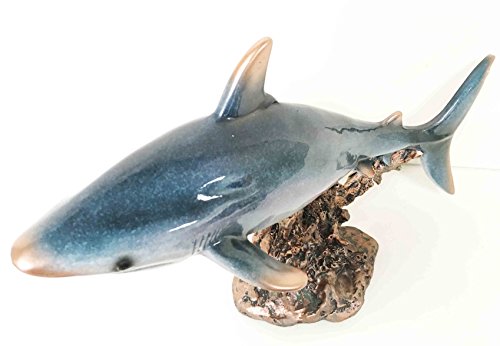 Ebros Gift Large 17"L Ocean Marine Beach Coastal Predator Great White Shark Statue Deep Blue Sea Figurine Home Decor