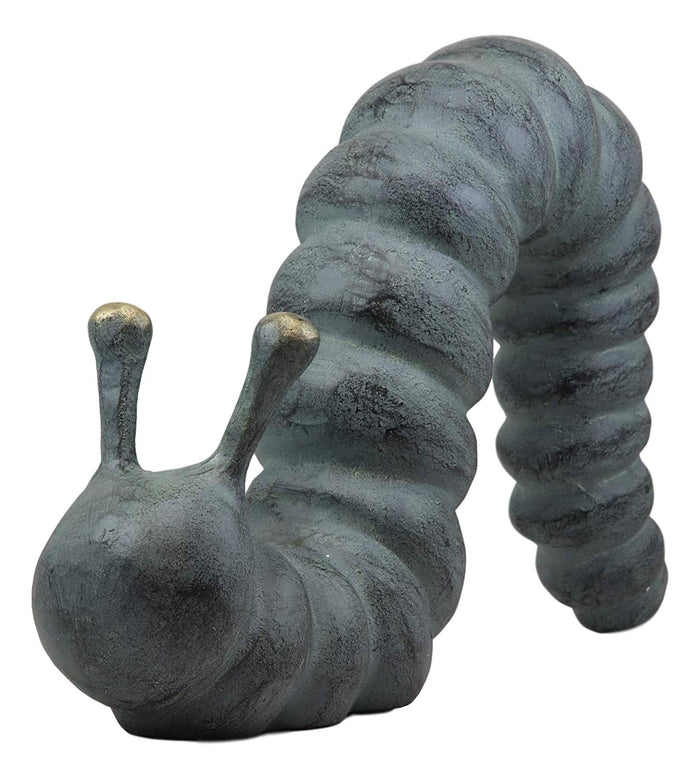 Ebros Gift Large 17" Long Aluminum Metal Whimsical Metamorphosis Giant Caterpillar Worm Crawling Garden Statue Home Lawn Patio Pool Pond Decorative Sculpture Figurine