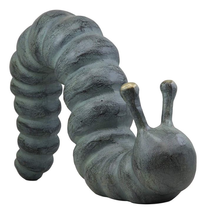 Ebros Gift Large 17" Long Aluminum Metal Whimsical Metamorphosis Giant Caterpillar Worm Crawling Garden Statue Home Lawn Patio Pool Pond Decorative Sculpture Figurine