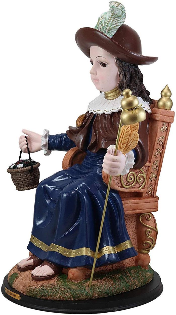Ebros Gift Large 19.5" Tall Roman Catholic Santo Nino De Holy Infant Of Atocha Seated On Throne Statue Saint Devotional Sculpture With Brass Name Plate Prisoners' Deliverer Decorative Figurine