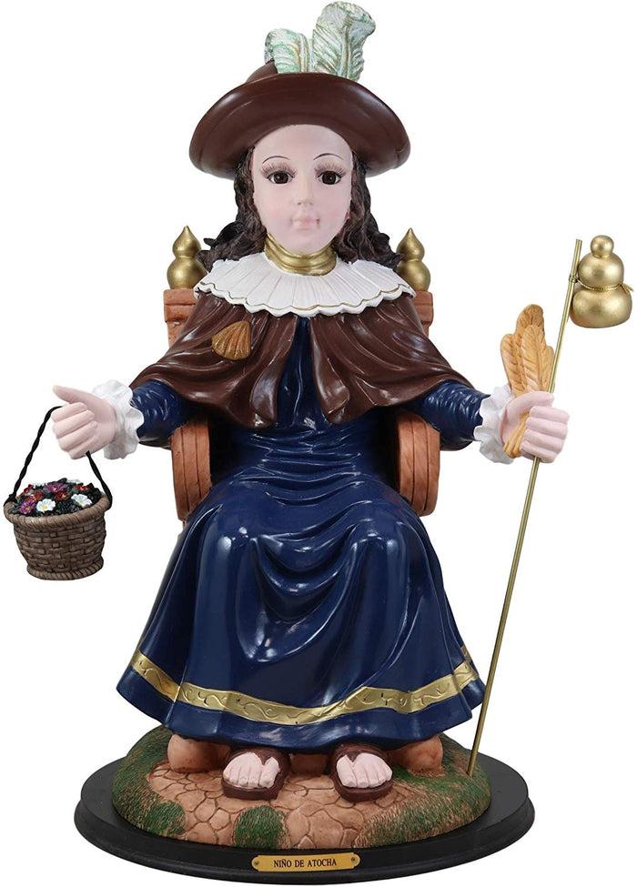 Ebros Gift Large 19.5" Tall Roman Catholic Santo Nino De Holy Infant of Atocha Seated On Throne Statue Saint Devotional Sculpture with Brass Name Plate Prisoners' Deliverer Decorative Figurine
