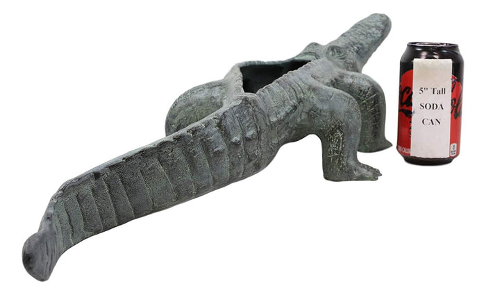 Ebros Gift Large 24.5" Long Aluminum Metal Realistic Snapping Alligator Garden Greeter Planter Accent Statue Lake Home Patio Pool Exotic Decor Of Alligators Crocodile Gator Decorative Sculpture