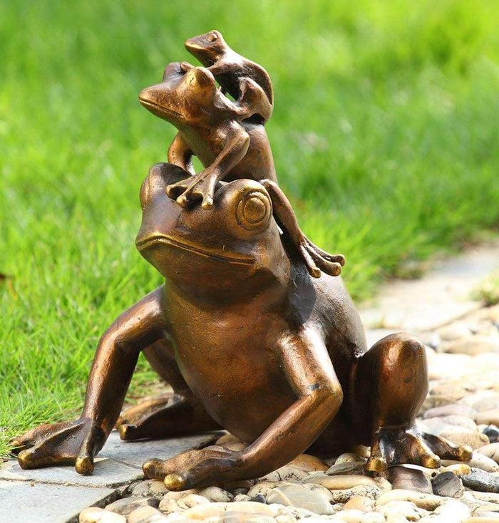 Ebros Gift Large 9.75" Tall Aluminum Metal Whimsical Tiki Trio Frog Family On Acrobatic Piggyback Garden Statue Zen Feng Shui Frogs Home Garden Patio Pool Pond Decorative Sculpture Ebros Gift Large 9.75" Tall Aluminum Metal Whimsical Tiki Trio Frog Family On Acrobatic Piggyback Garden Statue Zen Feng Shui Frogs Home Garden Patio Pool Pond Decorative Sculpture