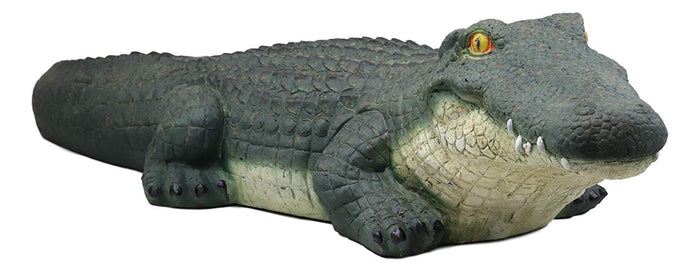 Ebros Gift Large Realistic Chubby Crocodile On Belly Garden Accent Statue Lake Home Patio Pool Exotic Decor Of Alligators Crocodiles Caiman Gator Decorative Sculpture Figurine (31" Long)
