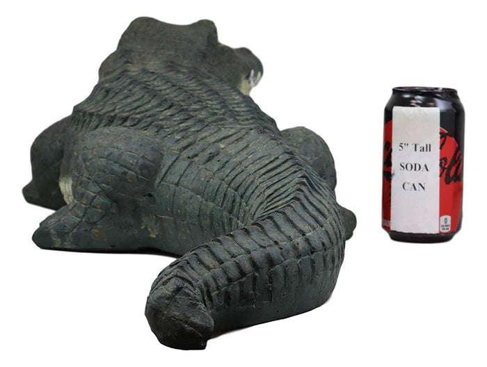 Ebros Gift Large Realistic Chubby Crocodile On Belly Garden Accent Statue Lake Home Patio Pool Exotic Decor Of Alligators Crocodiles Caiman Gator Decorative Sculpture Figurine (31" Long)