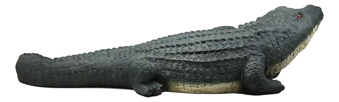 Ebros Gift Large Realistic Crocodile Holding Welcome Sign Rock Garden Greeter Accent Statue Lake Home Patio Pool Exotic Decor Of Alligators Crocodiles Caiman Gator Decorative Sculpture (29" Long)