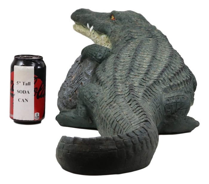 Ebros Gift Large Realistic Crocodile Holding Welcome Sign Rock Garden Greeter Accent Statue Lake Home Patio Pool Exotic Decor Of Alligators Crocodiles Caiman Gator Decorative Sculpture (29" Long)