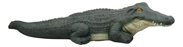 Ebros Gift Large Realistic Crocodile On Belly Crawl Pose Garden Accent Statue Lake Home Patio Pool Exotic Decor of Alligators Crocodiles Caiman Gator Decorative Sculpture Figurine (26" Long)