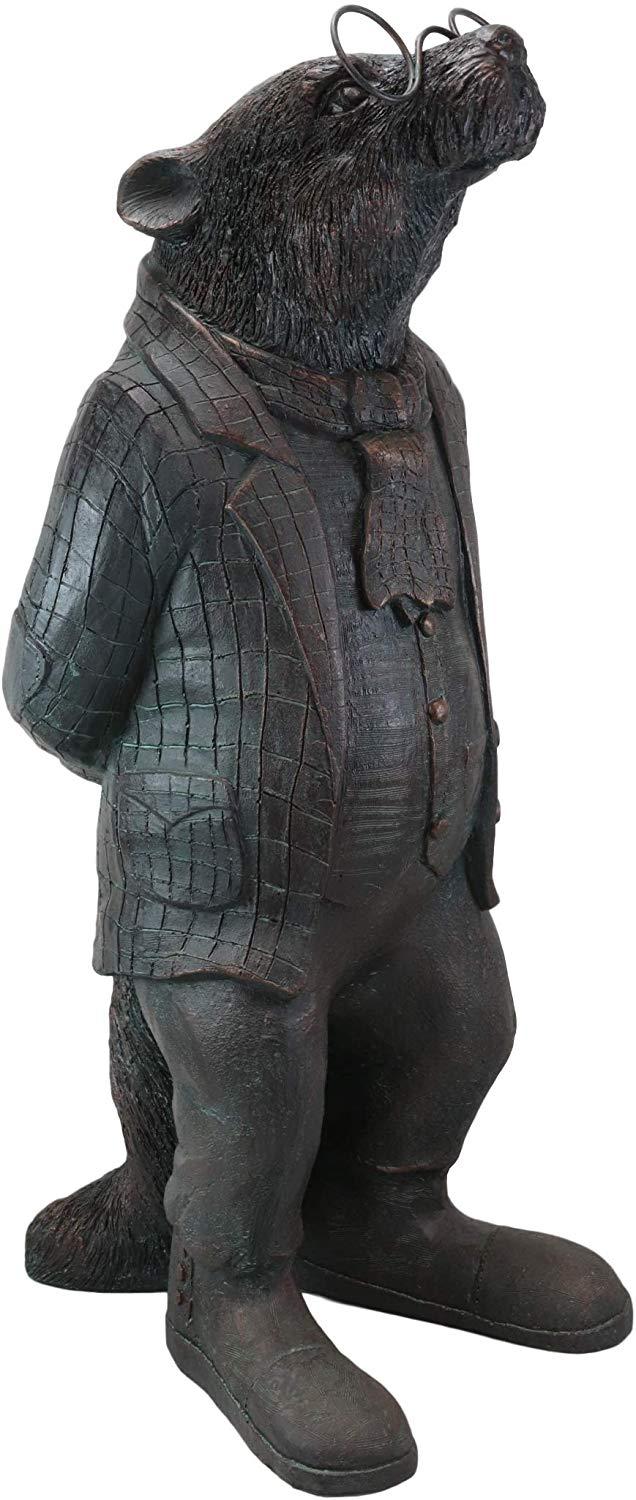 Ebros Gift Large Whimsical Genius Professor Einstein Mole With Glasses Garden Statue 26.25" Tall Resin In Aged Bronze Finish Rustic Fairy Tale Moles Patio Pool Lawn Outdoors Decorative Sculpture