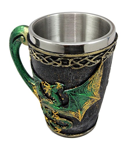 Ebros Gift Legendary Rising Sun Green Bahamut Dragon Beer Stein Tankard Coffee Cup Drink Mug 4.75"H