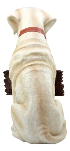 Ebros Gift Lifelike Pet Pal Labrador Retriever Statue 13.25" H Golden Retriever Dog With Jingle Collar And Greeting Sign As Patio Welcome Home Decor Sculpture (Yellow)