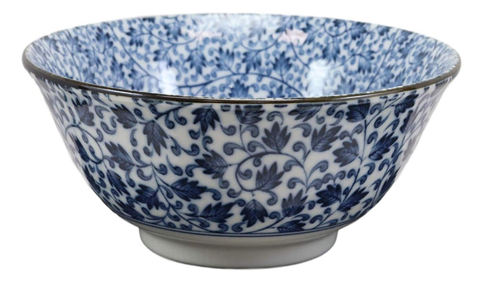 Ebros Gift Made In Japan 6"Diameter 16oz Ramen Soup Rice Pasta Salad Cereal Appetizer Bowls Set Of 6 Kitchen Dining Japanese Restaurant Supply Decorative Bowl Designs (Botanic Floral Vines)