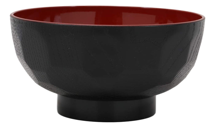 Ebros Gift Made In Japan Traditional Small Black Red Lacquer Copolymer Plastic Bowl For Rice Salad Miso Soup 4.5"Dia 6oz Japanese Restaurant Supply Bowls Home Kitchen (Dotted Ridged Pattern 6)